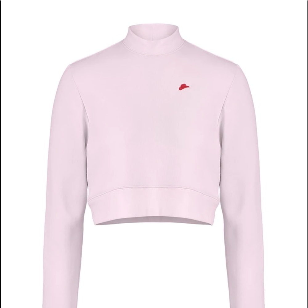 Cotton Cropped Sweatshirt with Cowboy Hat Logo